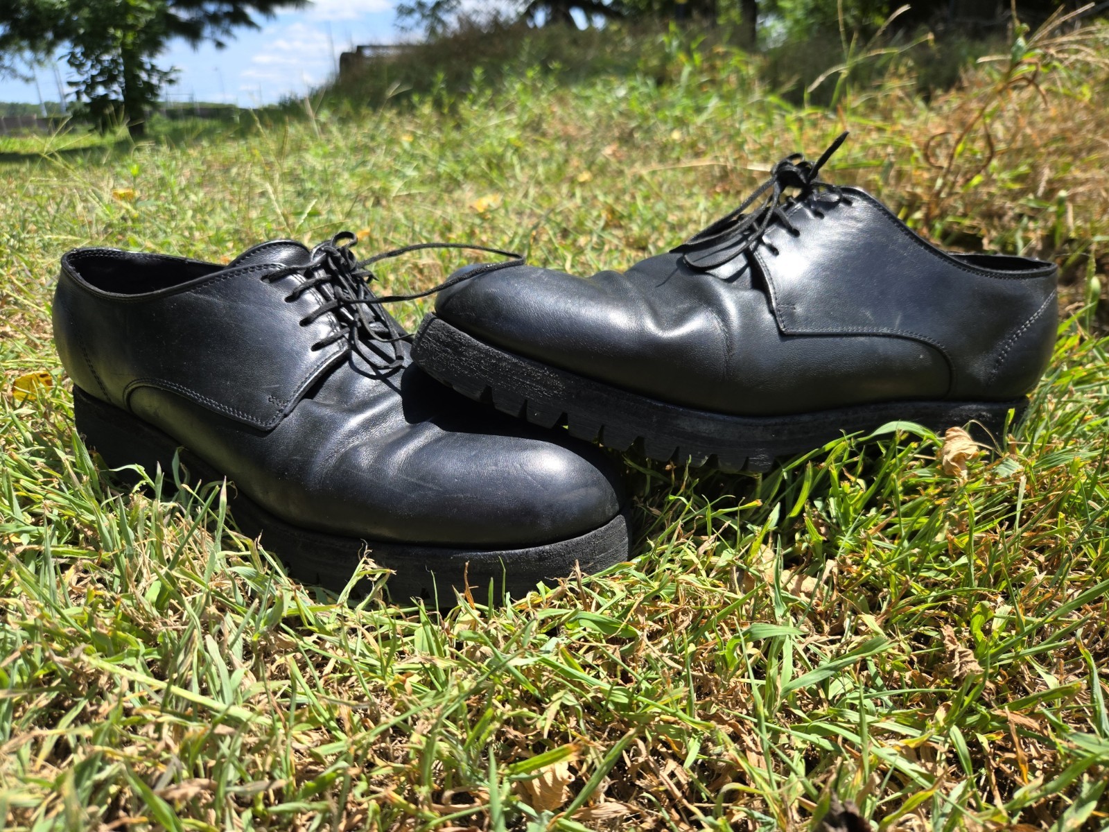 SAOLA Scarpe derby Guidi 792V nere in pelle di cavallo con suola Vibram taglia 45