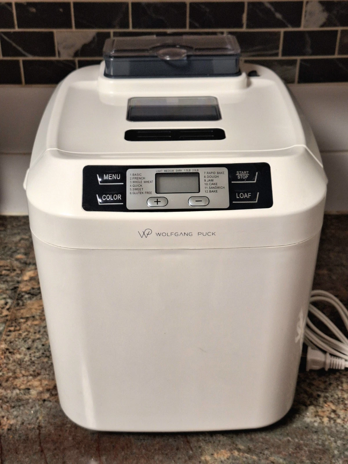 Wolfgang Puck BBME0070 Bread Maker Machine Counter Top 2.0LB White 12 Settings