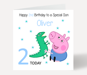 Personnalise Cochon Dinosaure Carte D Anniversaire Fils Petit Fils Neveu Filleul Ebay