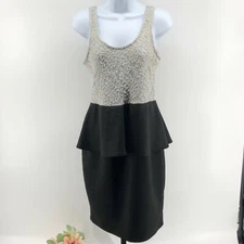 Nicki Minaj Lace Gray Black Sexy Tank Dress Spandex Peplum Medium Club Dress