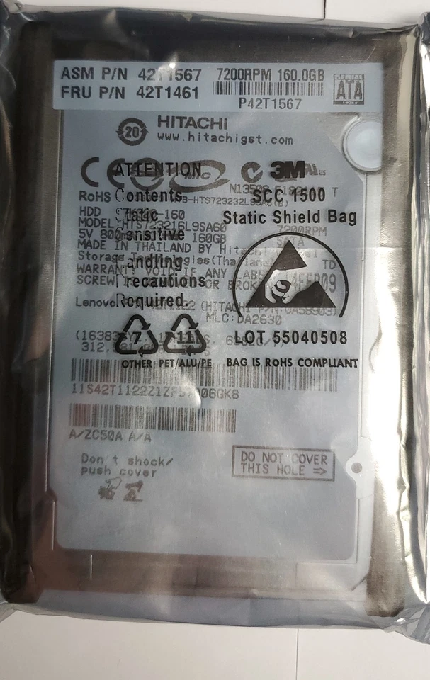 NEW IBM 160GB 2.5" SATA 7200 RPM Hard Drive 42T1567 42T1461 ThinkPad - Image 2 of 3