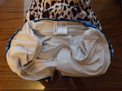 Calvin Klein Size 6 Small One Piece Strapless Swimsuit Blue Black White - Picture 7 of 9