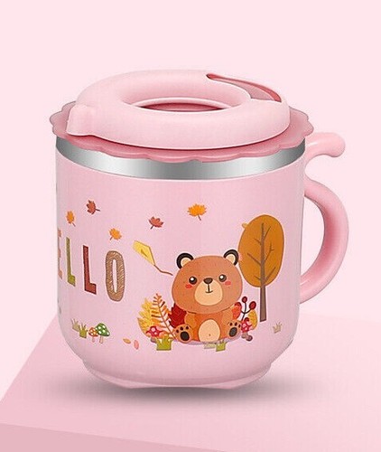 Baby Cup w/ Straw Bottle Drinking Sippy Cup Handle Toddler Feed stainless steel - Picture 4 of 4