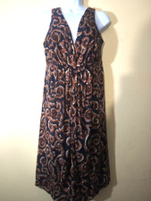 TORY BURCH SZ L NAVY/RUST DRESS KNEE LENGTH 