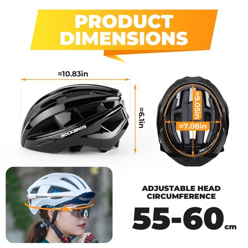 ROCKBROS Damen/Herren Radhelm Fahrradhelm Atmungsaktiv 55-60cm Sicherheit Helm - Picture 2 of 12