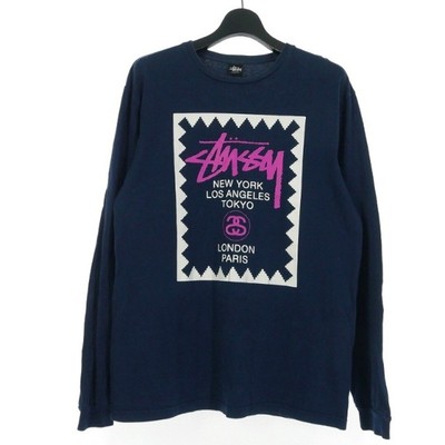 Stussy Stock Logo Cut & Sewn Tee Long Sleeve L Navy Used 