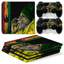 Sony PS4 PLAYSTATION 4 Pro Skin Sticker Screen Protector Set - Cannabis 11 Motif