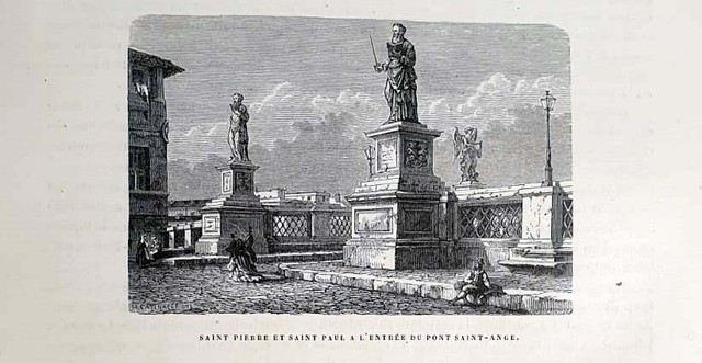 Stampa Antica 1875 = ROMA OTTOCENTESCA = PONTE SANT'ANGELO = Old Print Stampa Antica 1875 = ROMA OTTOCENTESCA = PONTE SANT'ANGELO = Old Print