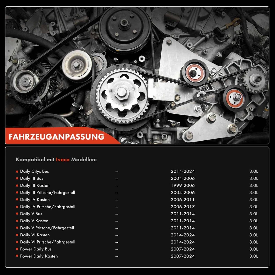 Kit Courroie de Distribution Pompe À L'Eau pour Iveco Daily III IV VI V Énergie - Photo 2/4