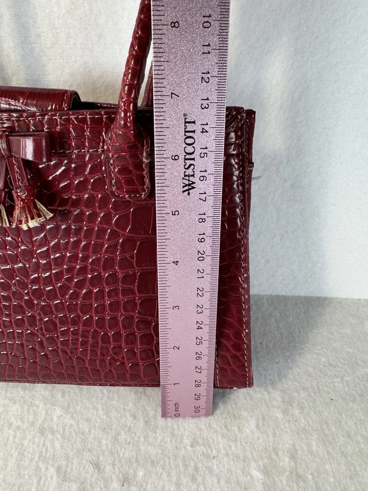 Mini Bolso de Mano Liz Claiborne Imitación Cocodrilo Borgoña Estructurado Y2K Años 90 Elegante De Colección Foto 2 de 4