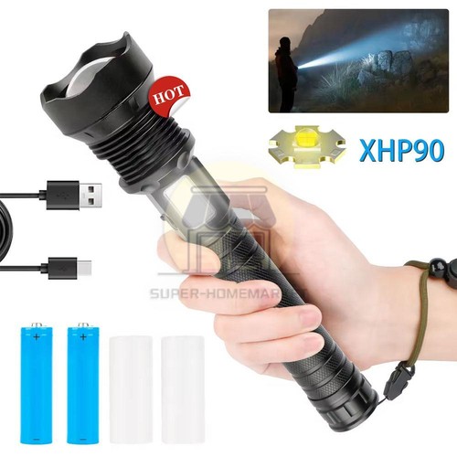 1000000 Lumen High Strong Power Rechargeable Led Flashlight Built-in Battery Zoom-able Adjustable Brightness Tactical Flashlight - 39