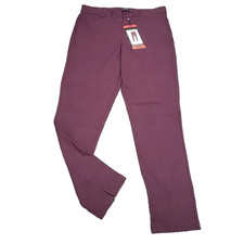 Mario Serrani Ladies Textured Pull On Dressy Pants Medium Size Burgundy Pockets