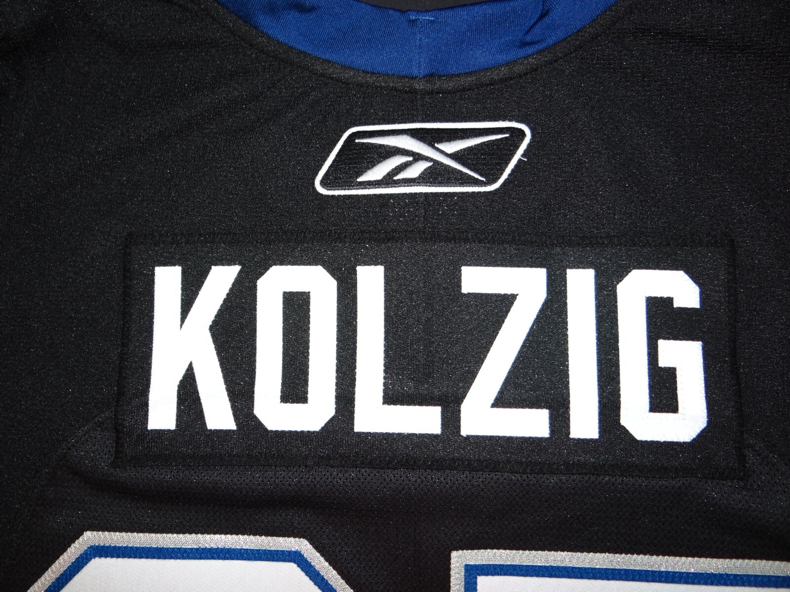 Authentic Tampa Bay Lightning Kolzig goalie jersey 58G Prague patch