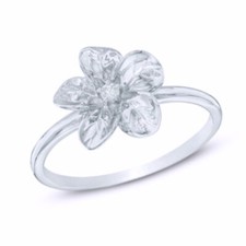 Natural Diamond Accent Flower Ring in Sterling Silver