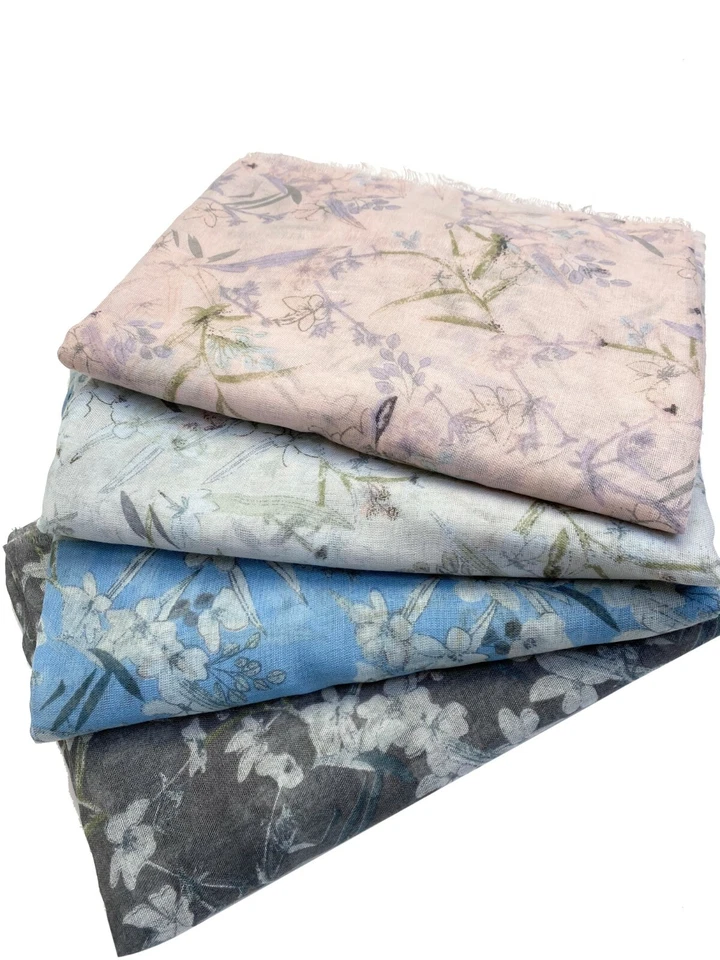 Floral Print Scarf Women Light Weight Vintage style Large size Hijab Shawl Snood