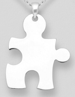 Jigsaw Puzzle Autism Awareness Pendant Solid Sterling Silver 5.47g 18 ...