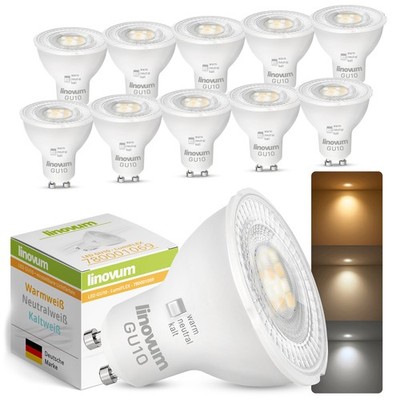 10x linovum LED GU10 Strahler LumiFLEX 3W einstellbare Lichtfarbe Glühbirne 