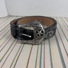 Justin Belt Mens Size 38 Top Grain Leather Western Tooled Concho Made USA C12423