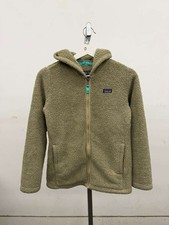 Patagonia Worn Wear Jacket Kids XL Green Sherpa Cozy Warm Winter Hooded Full Zip