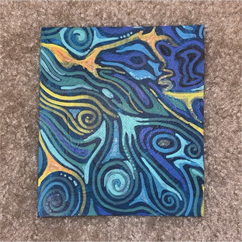 ACEO Art Card Ocean Theme Abstract Blue 