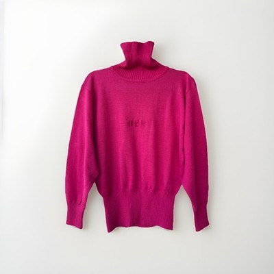 Vintage Bogner Womens Wool Blend Turtleneck Sweater Pink Skiwear L Cinja Logo
