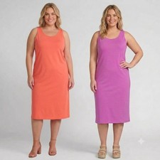 TERRA & SKY PLUS SIZE 5X Sleeveless Ribbed Midi Tank Dress 2 Colors Brand NEW