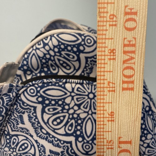 Kavu Sling Rope Bag Large Blue Canvas Zips Paisley Top Spin Divine Damask NWT! - Picture 7 of 8