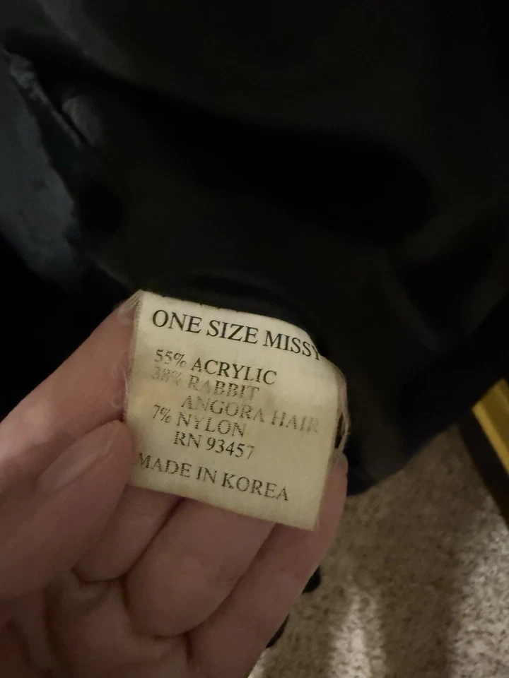 Suéter Cárdigan Lee Sands Vintage Negro Con Cuentas - Mezcla Angora Rabbit Talla Única N Foto 3 de 4