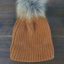 Adorable Handmade Baby Beanie Crochet Knit Removable Fur Pom Pom Color: RUST