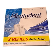 New Mentadent Advanced Cleaning Crystal Ice Toothpaste 2 Refills 5.25oz