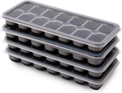 4 Pack Silicone Ice Cube Tray with Lid, Stackable Ice Cube Tray, Safe Healthy Ic