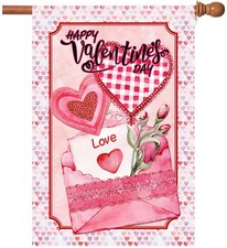 Valentine's Day Flag, 28x40 Inch Valentine's Heart Garden Flag Valentine Flags