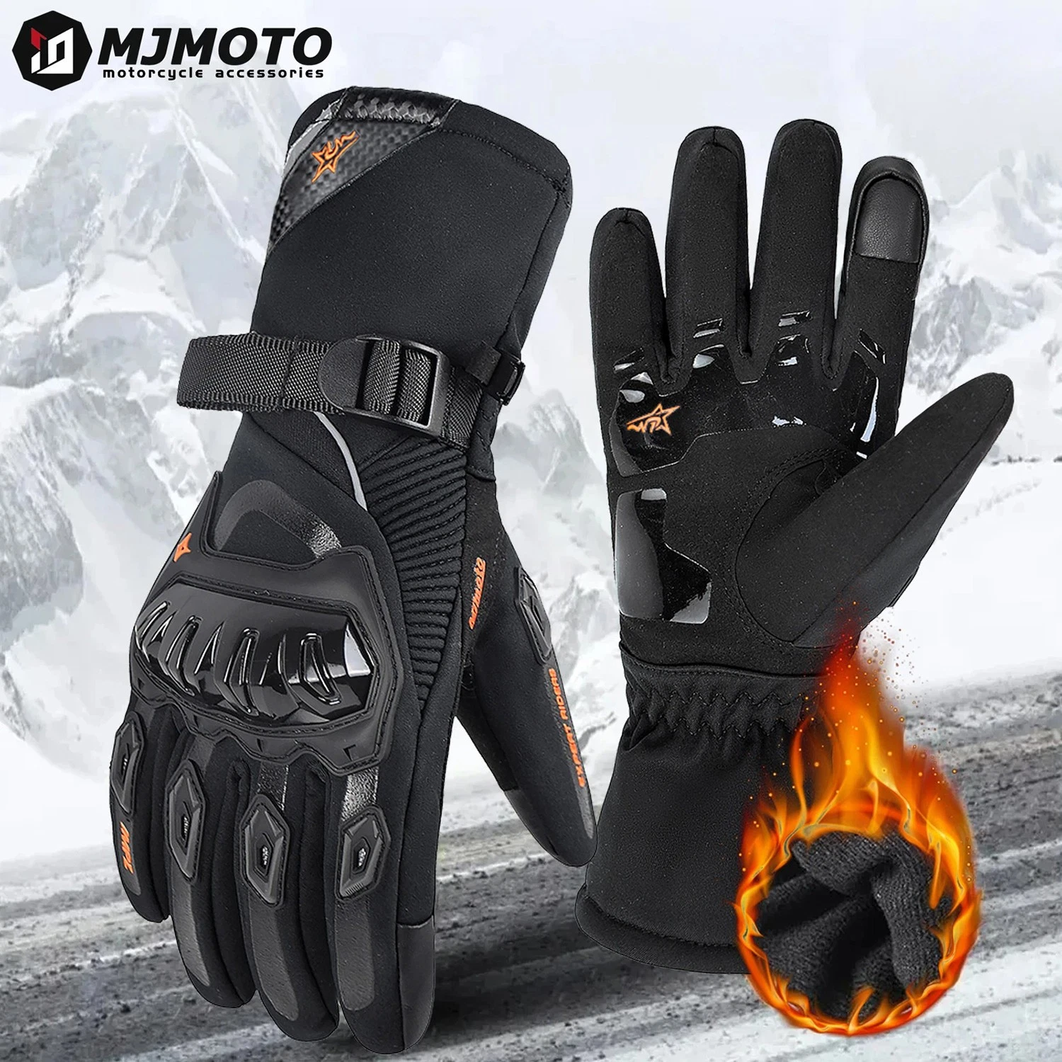 Winter Motorcycle Gloves Rainproof Riding Warmth Gloves with Touchscreen Fingers