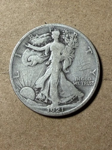 1921 S Walking Liberty Half Dollar - Key Date - VG Graffiti - As Shown! (#2232)