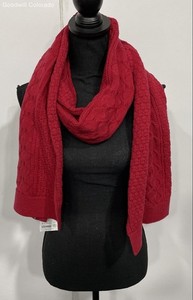 Athleta Womens Red Knitted Neck Warmer Winter Rectangular Scarf One Size