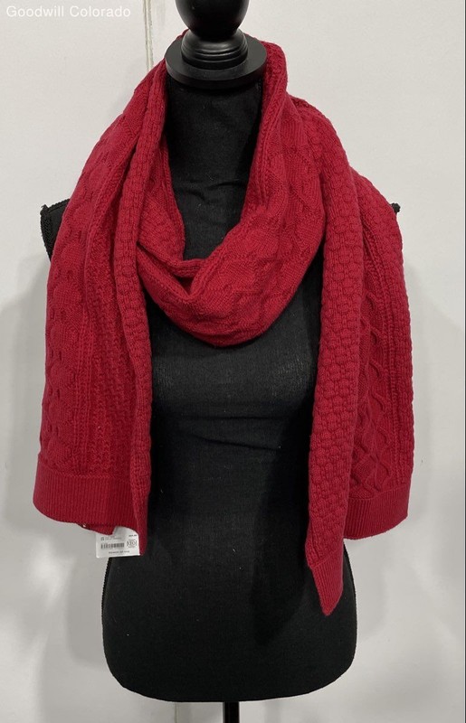 Athleta Womens Red Knitted Neck Warmer Winter Rectangular Scarf One Size
