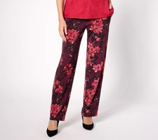 Susan Graver Sz 3X Printed Liquid Knit Straight Leg Pant BURGUNDY/COPPER A627011