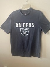 Majestic Oakland Raiders NFL Football Gray Crewneck T-Shirt, Size M