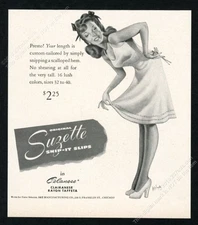 1944 sexy pinup woman art Suzette lingerie slip vintage print ad 2