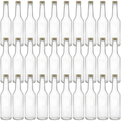 30 x Glasflasche 350 ml Saftflasche Likörflasche Schnapsflasche Deckel gold - Bild 1 von 4