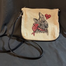 Brighton Scottie Dog Crossbody Bag Purse Canvas EXERCISE ID RATHER ACCESSORIZE