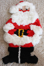 Vintage Latch Hook Santa Rug- Minor Imperfection