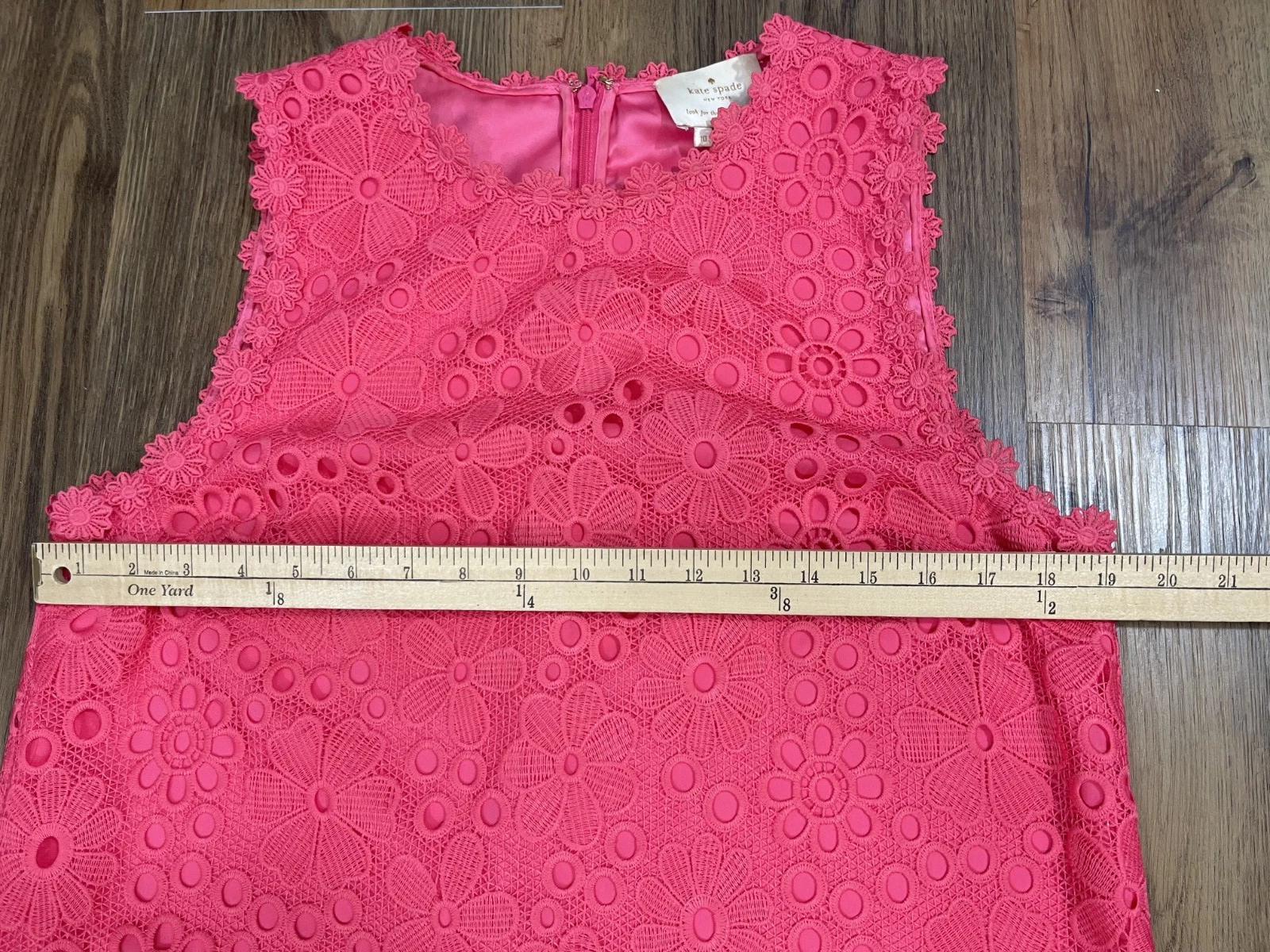 Abito Kate Spade pizzo floreale tubino Shore Thing rosa taglia 10 $348