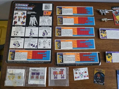 Transformers G1 Vintage Instructions, Stickers, Tech Specs And Cardbackers