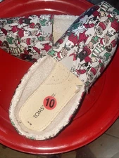 Toms Slipper Shoes Women's 10 Faux Fur Lined Holiday Christmas Dogs SANTA 🧑‍🎄