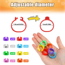 80 Pcs Chicken Leg Rings, 16mm Adjustable Chicken Leg Bands with 8 Colors Col...
