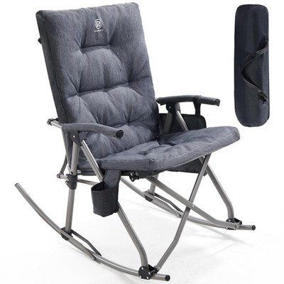 EVER ADVANCED Oversized Folding Rocking Camping Chair, Padded Portable Rocker