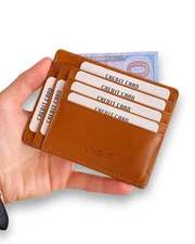Flerna - Genuine Leather Slim RFID Protection Wallet/Card Holder