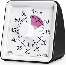 Secura 60-Minute Visual Countdown Timer for Kids & Adults, Classroom Time Manage