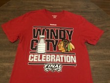 Chicago Blackhawks Windy City Celebration NHL Stanley Cup Medium Red T Shirt